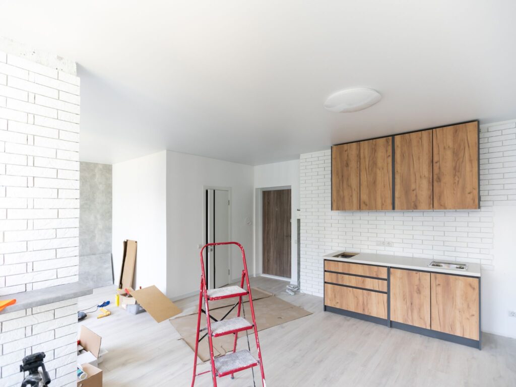 A kitchen undergoing complete renovation